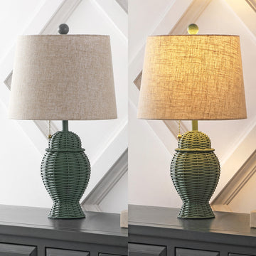 Margie Wicker 20.5" Bohemian Rustic Iron LED Table Lamp - JONATHAN Y